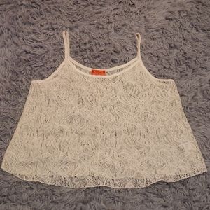 White lace see-through tank top